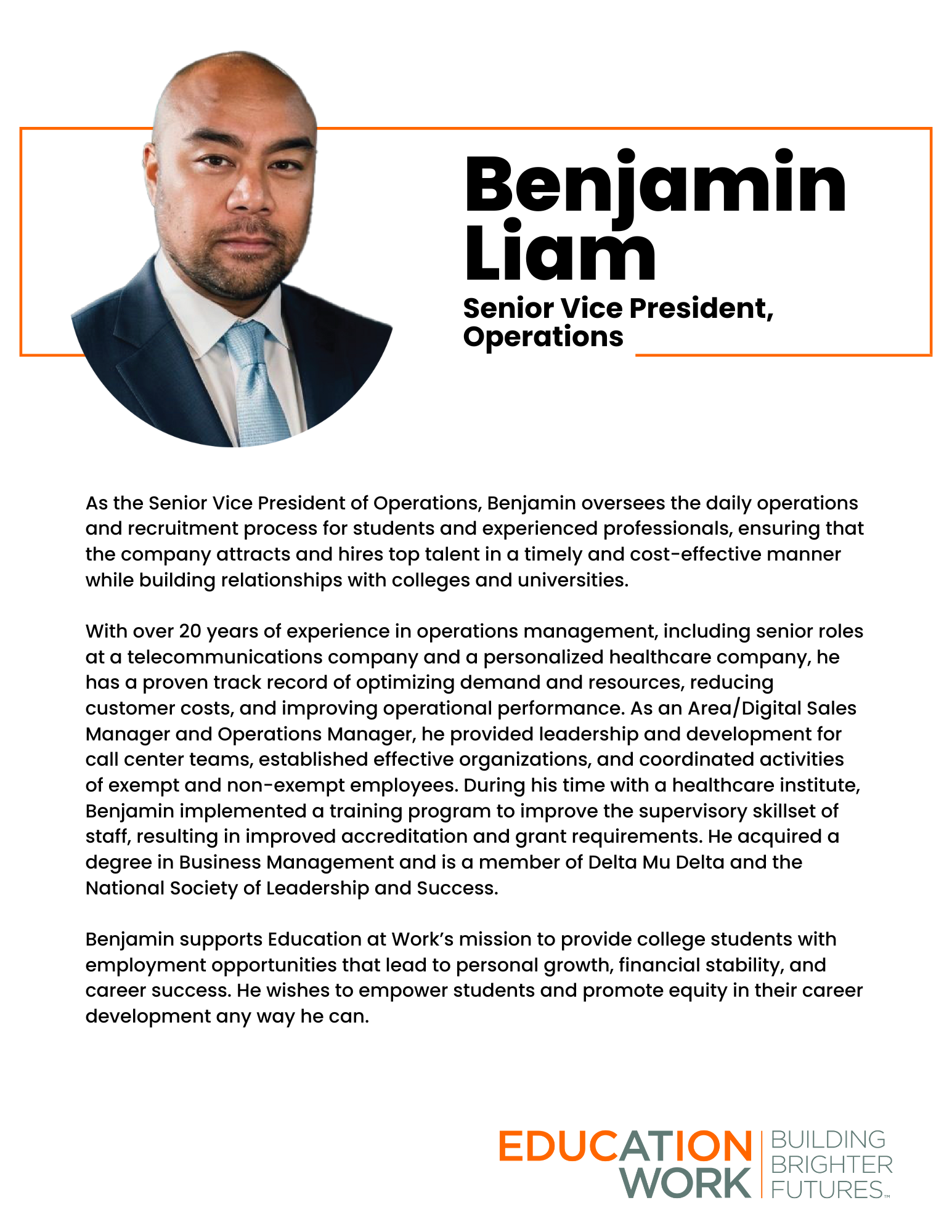 Benjamin Liam, Senior Vice President of Operations